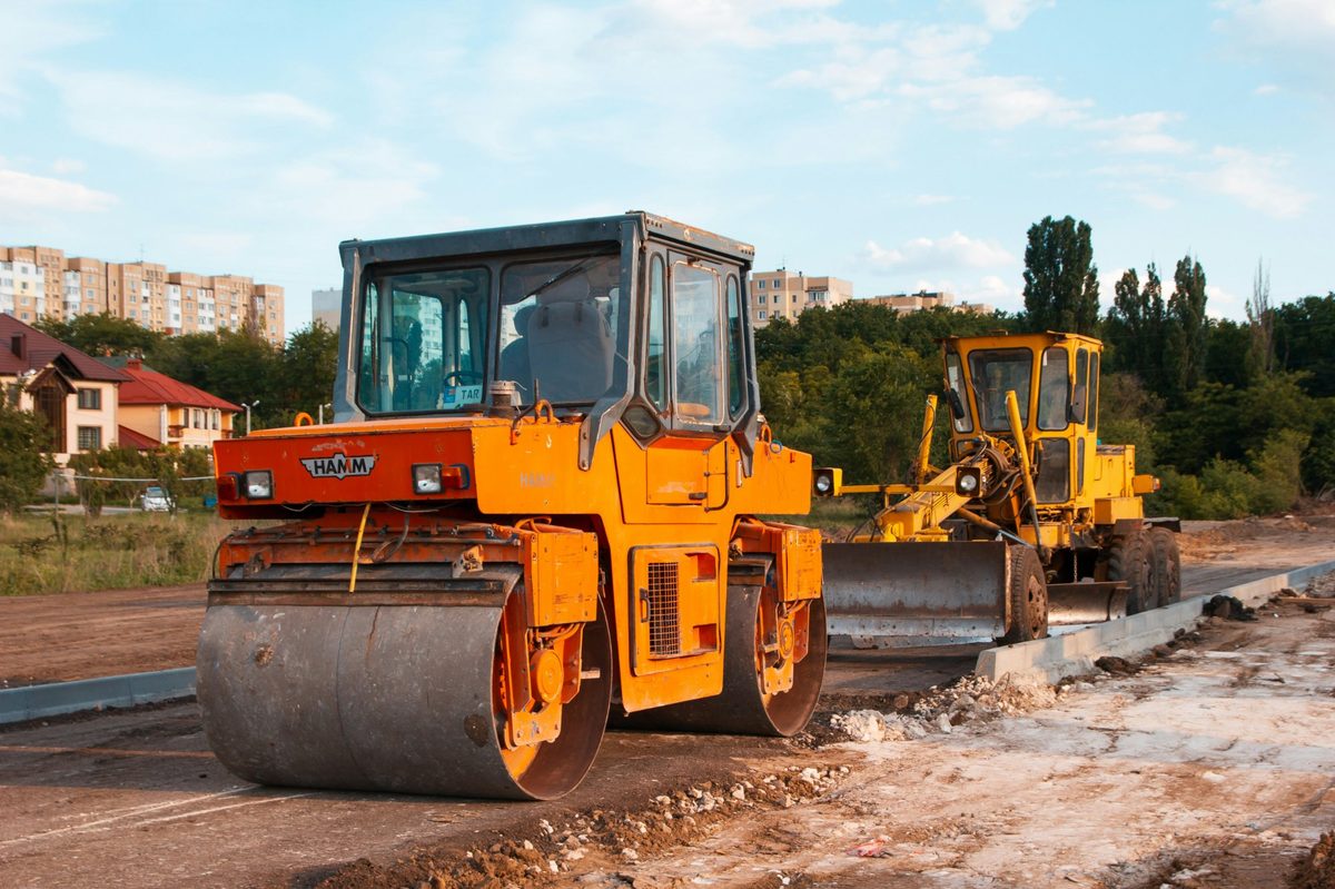 Heavy plant and machinery on a worksite